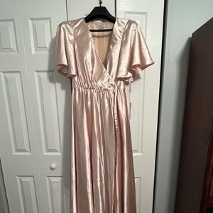 Hebeos Champagne Wrap Bridesmaid Dress